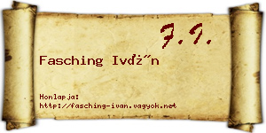 Fasching Iván névjegykártya